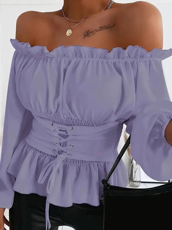 MonLu - Off shoulder top with adjustable waist