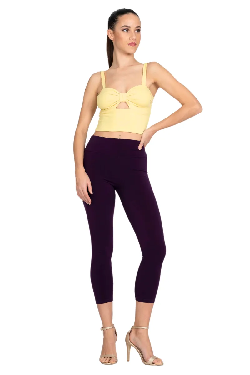 Monochrome Capri Fitness Leggings (M) (Black)