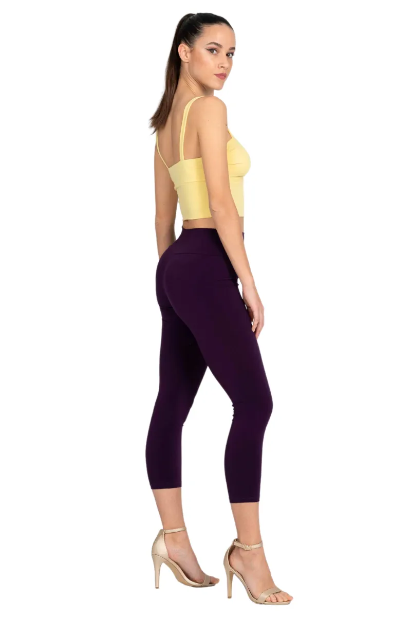 Monochrome Capri Fitness Leggings (M) (Black)