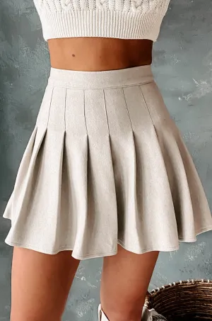 Never Shy Brushed Fleece Pleated Skort (Oatmeal)