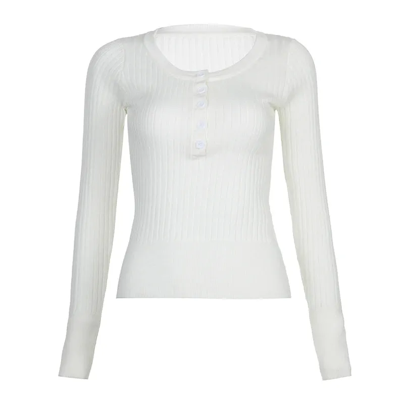 Nia Ribbed White Top