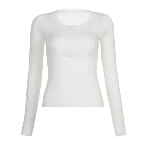 Nia Ribbed White Top