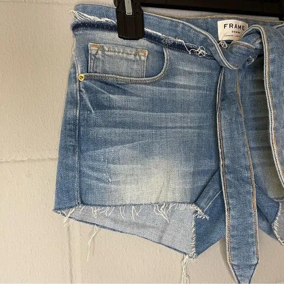 NWT FRAME Le Cutoff in Hannington Tie Waist Denim Shorts Women’s Size 26