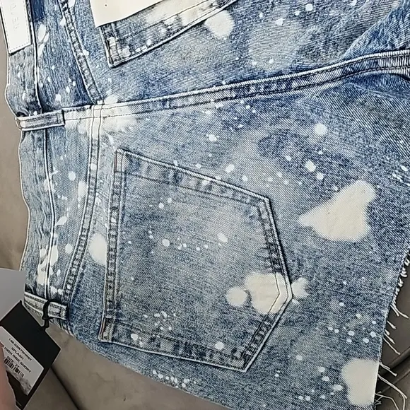 NWT RE/DONE Splash 70's High Rise Raw Hem Button Fly Rigid Denim Shorts 27