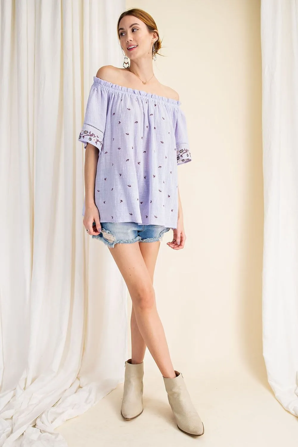 Off Shoulder Lavender Top