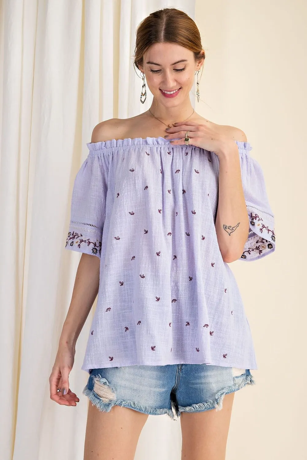 Off Shoulder Lavender Top