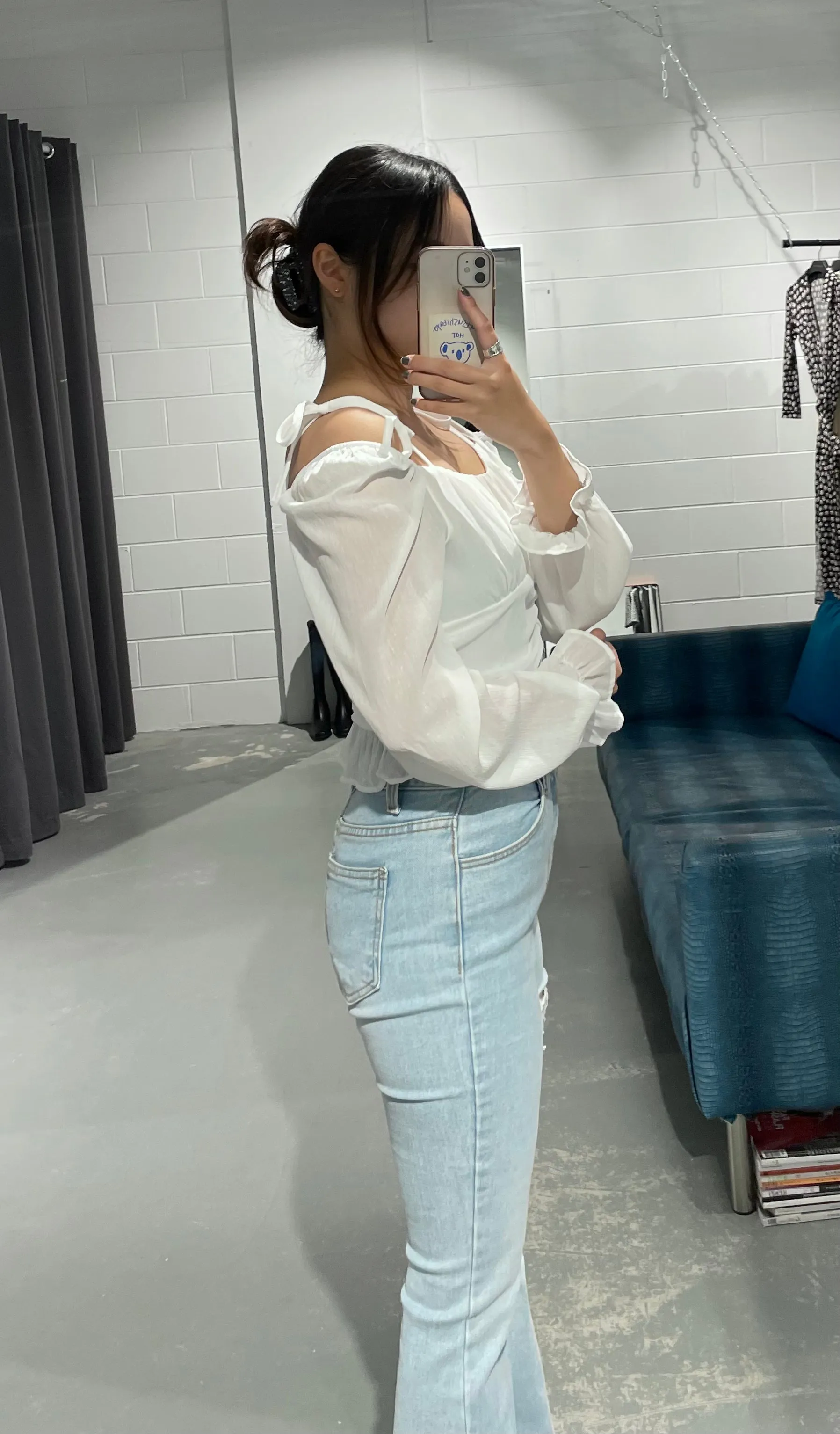 Off Shoulder Shirring Blouse