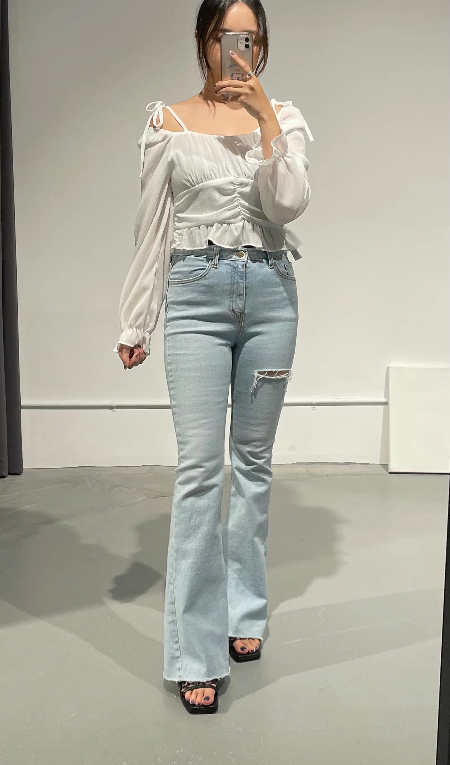 Off Shoulder Shirring Blouse