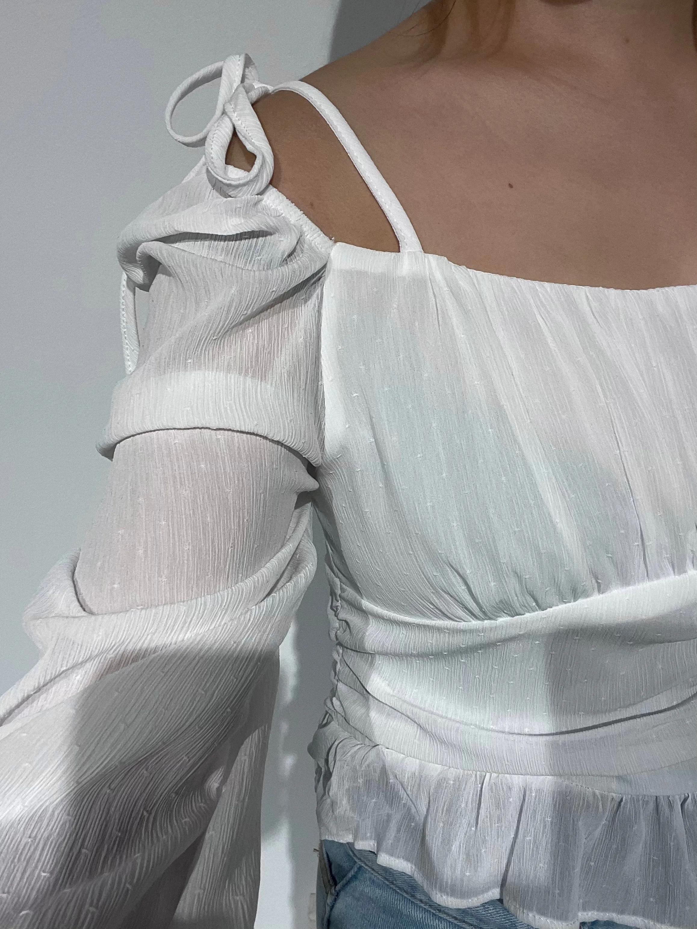 Off Shoulder Shirring Blouse