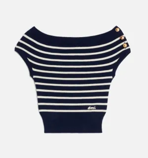 Off-shoulder Striped Top
