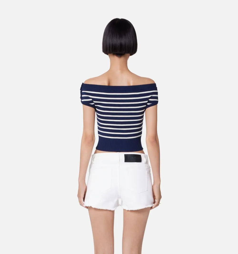 Off-shoulder Striped Top