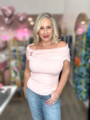 Off the Shoulder Pink Top
