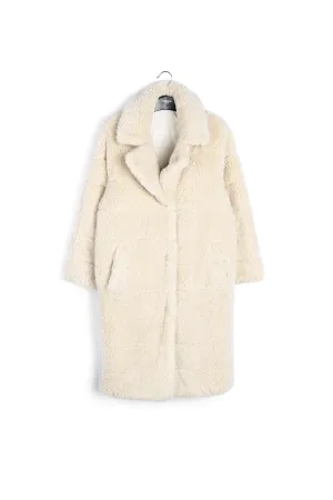 Off-white faux fur puffer coat