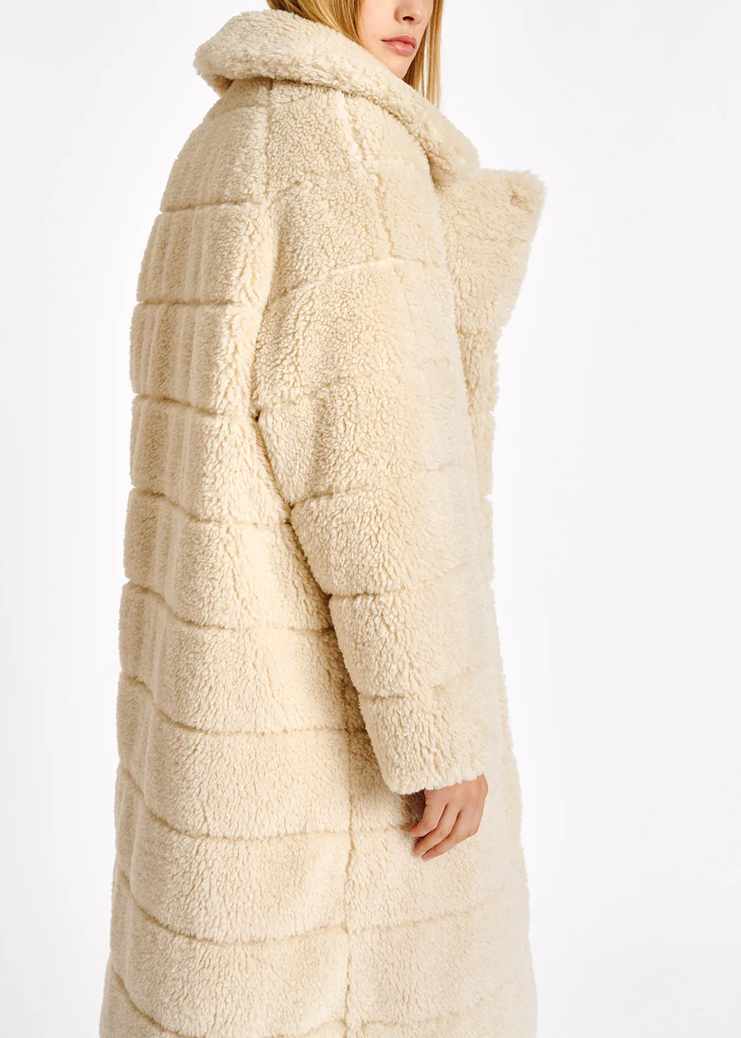 Off-white faux fur puffer coat