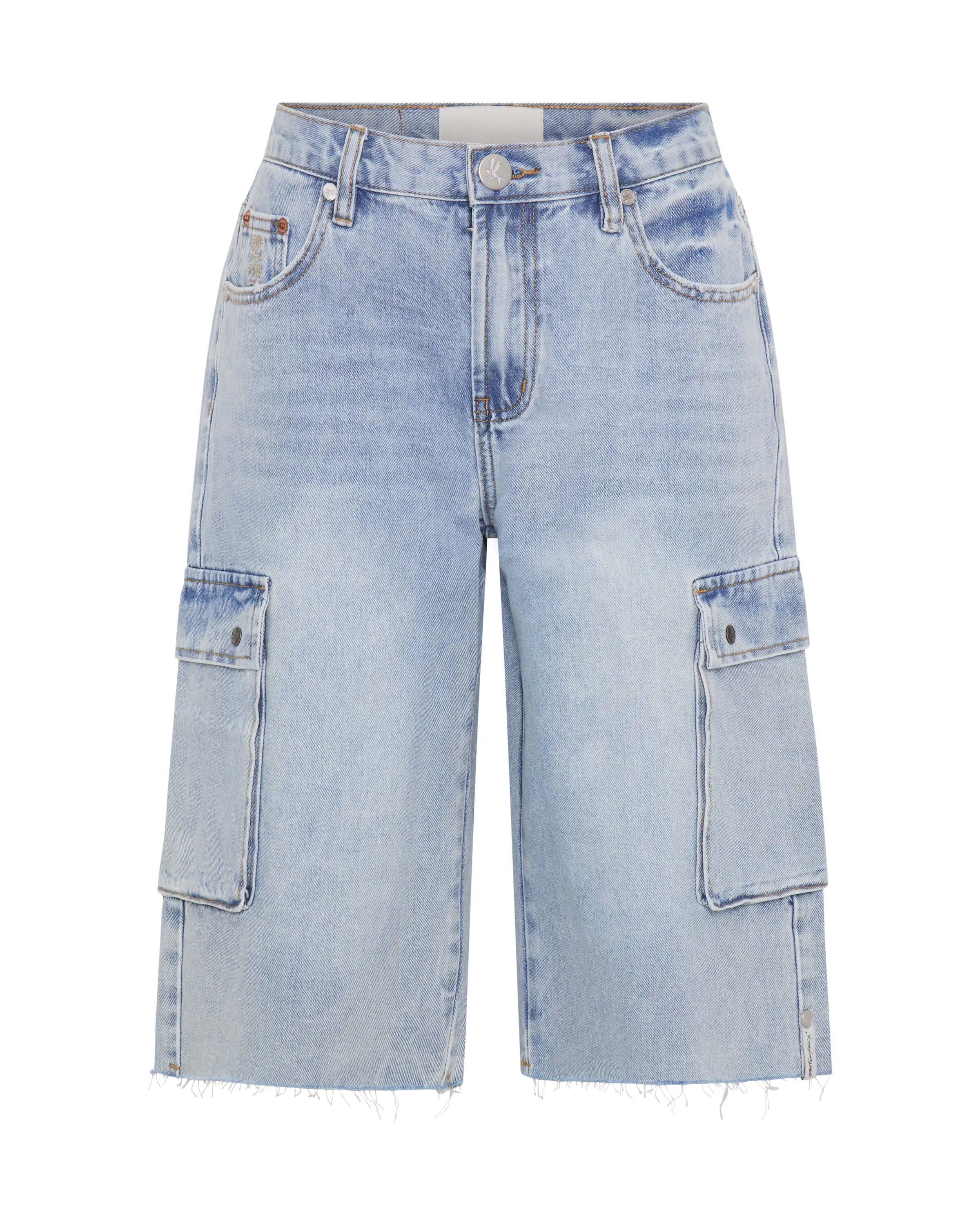 One Teaspoon - Skater Girl Low Wast Long Leg Shorts - Soft Blue