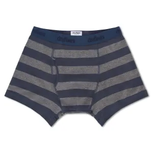 Organic Cotton Boxer Briefs - Charcoal Navy Stripe