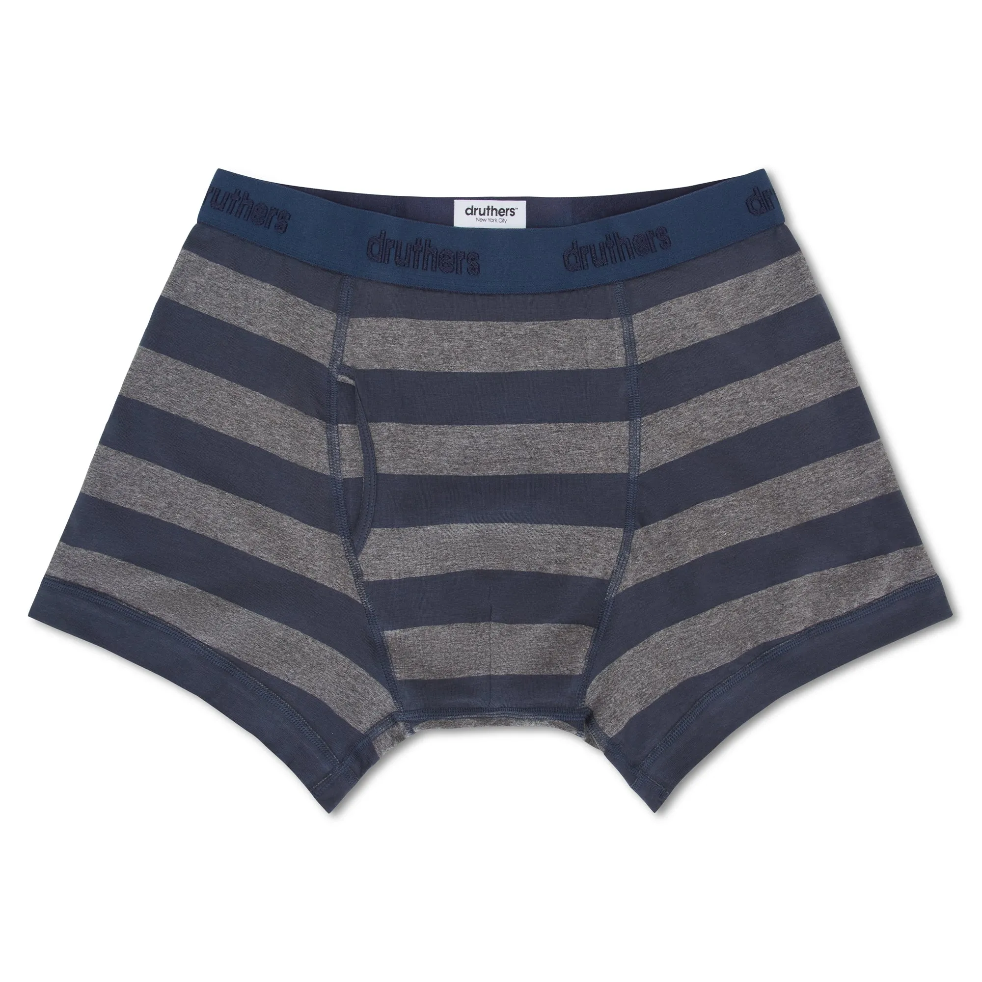 Organic Cotton Boxer Briefs - Charcoal Navy Stripe