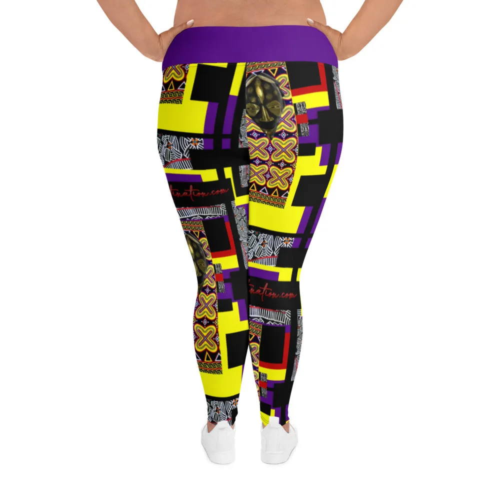 Origɛn Destination |On-Arrival Point of Origɛn African Symbol-inspired Full-figured Purple Leggings