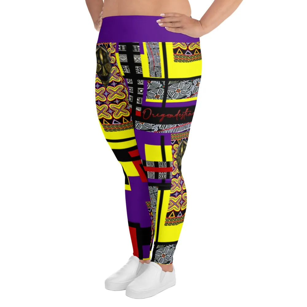Origɛn Destination |On-Arrival Point of Origɛn African Symbol-inspired Full-figured Purple Leggings