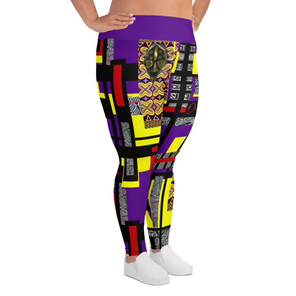 Origɛn Destination |On-Arrival Point of Origɛn African Symbol-inspired Full-figured Purple Leggings