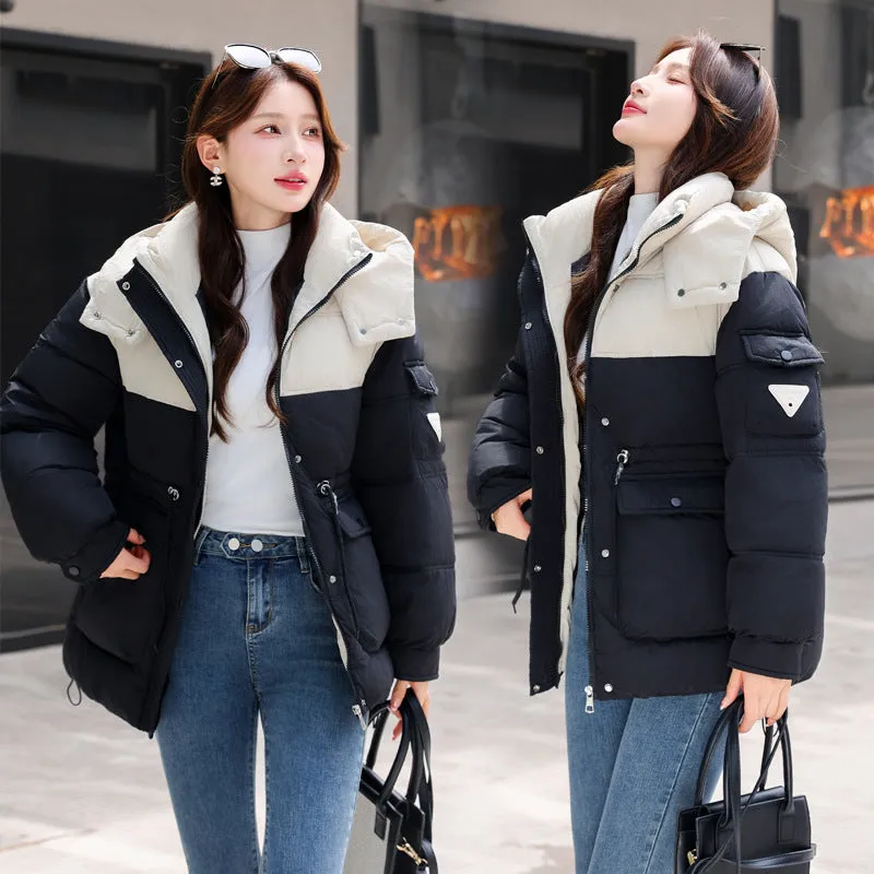 Padded Zip-Up Windproof Puffer Jacket for Women