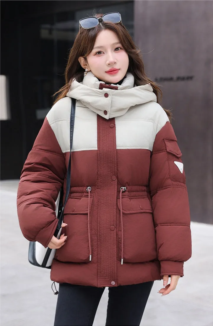 Padded Zip-Up Windproof Puffer Jacket for Women
