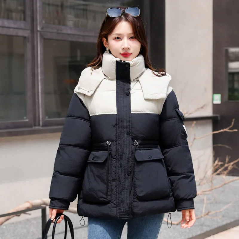 Padded Zip-Up Windproof Puffer Jacket for Women