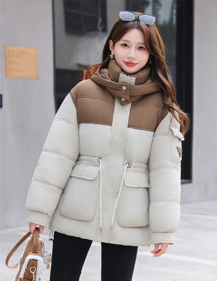 Padded Zip-Up Windproof Puffer Jacket for Women