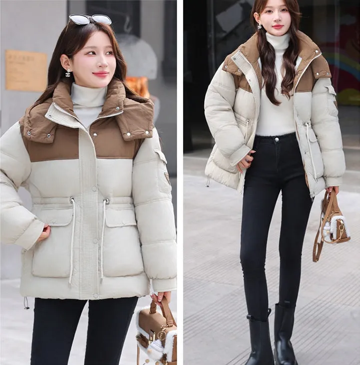 Padded Zip-Up Windproof Puffer Jacket for Women