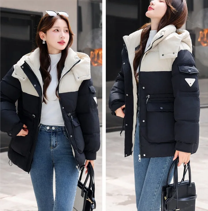 Padded Zip-Up Windproof Puffer Jacket for Women
