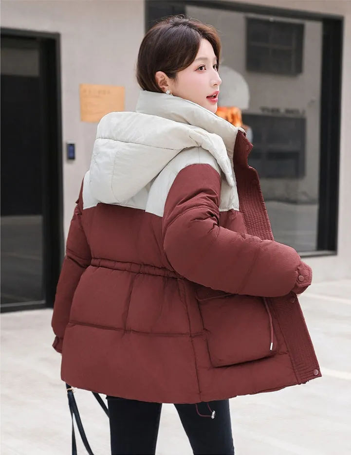 Padded Zip-Up Windproof Puffer Jacket for Women