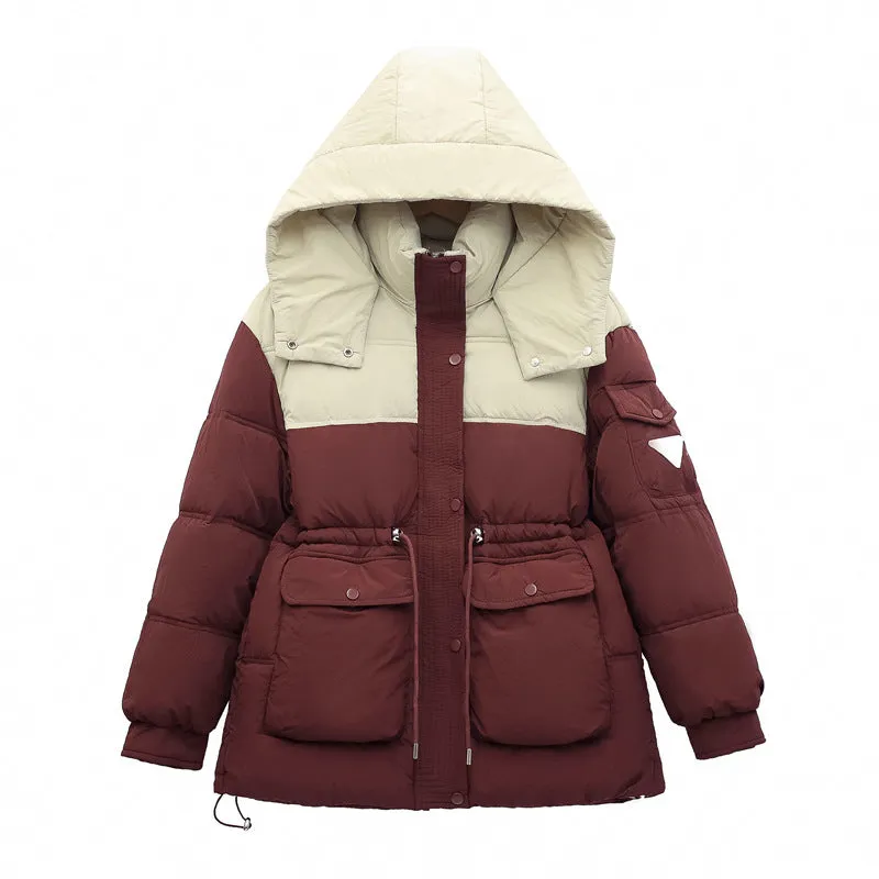 Padded Zip-Up Windproof Puffer Jacket for Women