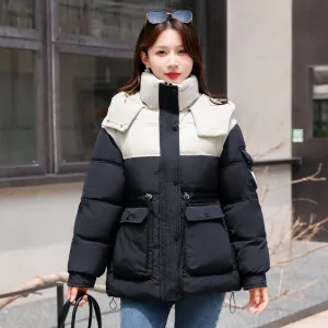 Padded Zip-Up Windproof Puffer Jacket for Women