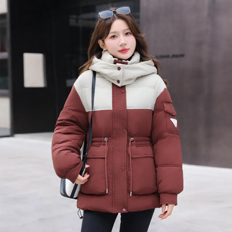 Padded Zip-Up Windproof Puffer Jacket for Women