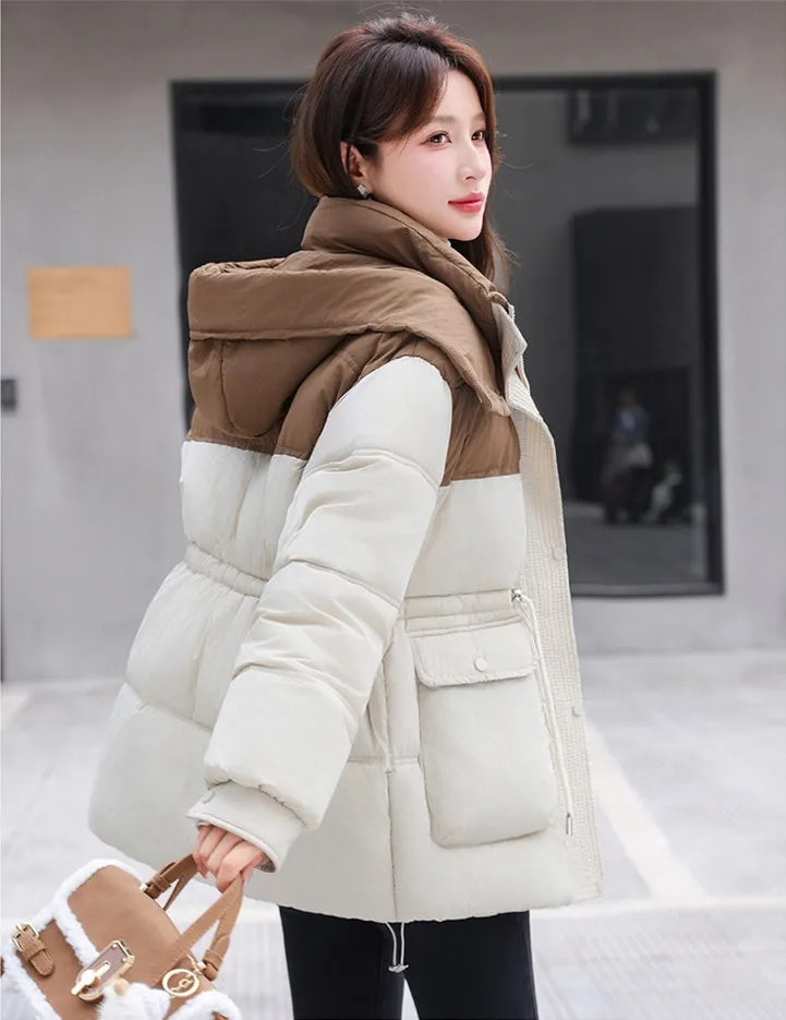 Padded Zip-Up Windproof Puffer Jacket for Women