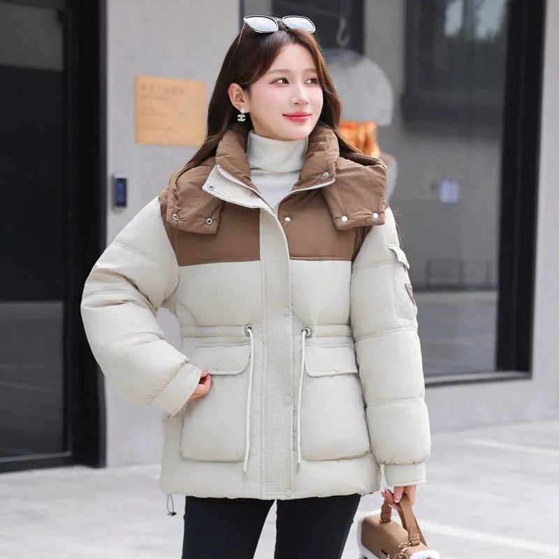 Padded Zip-Up Windproof Puffer Jacket for Women