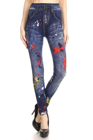 Paint Splash Denim Sublimated Full Leggings