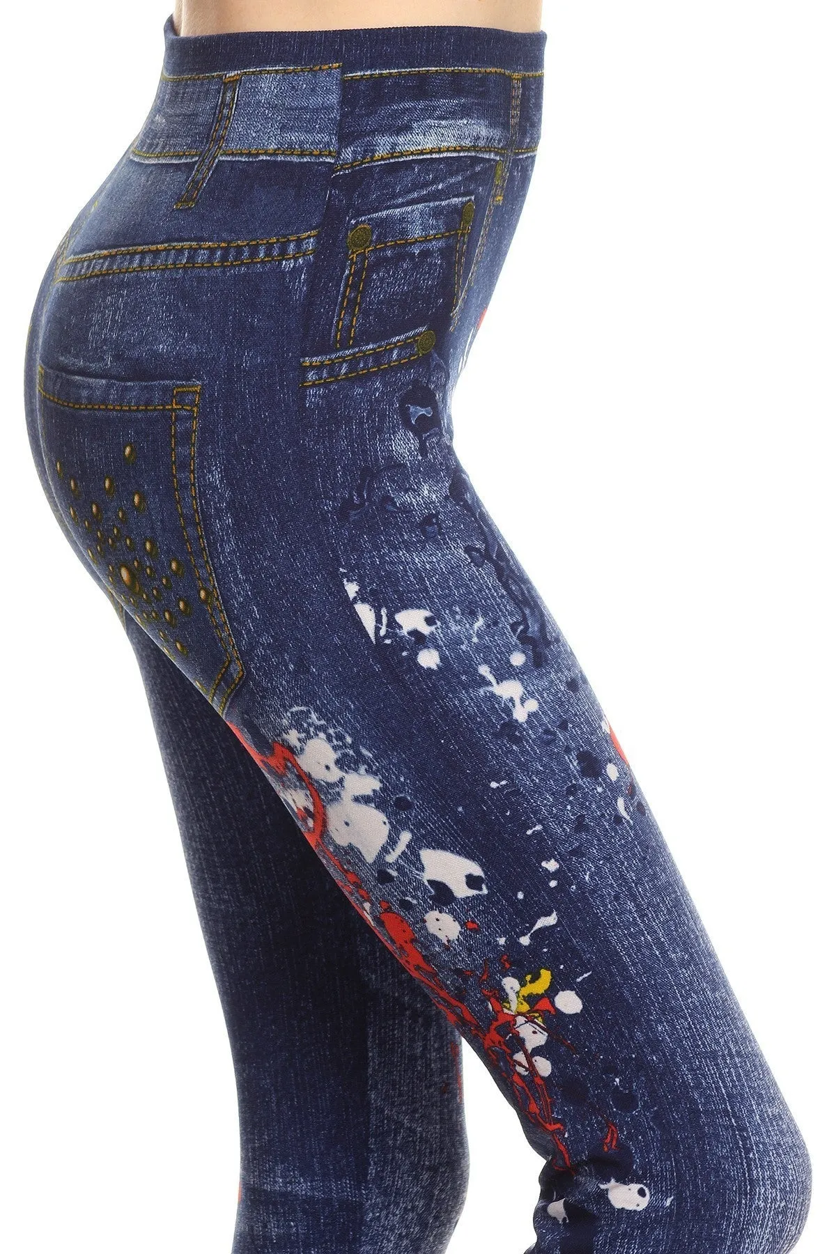 Paint Splash Denim Sublimated Full Leggings