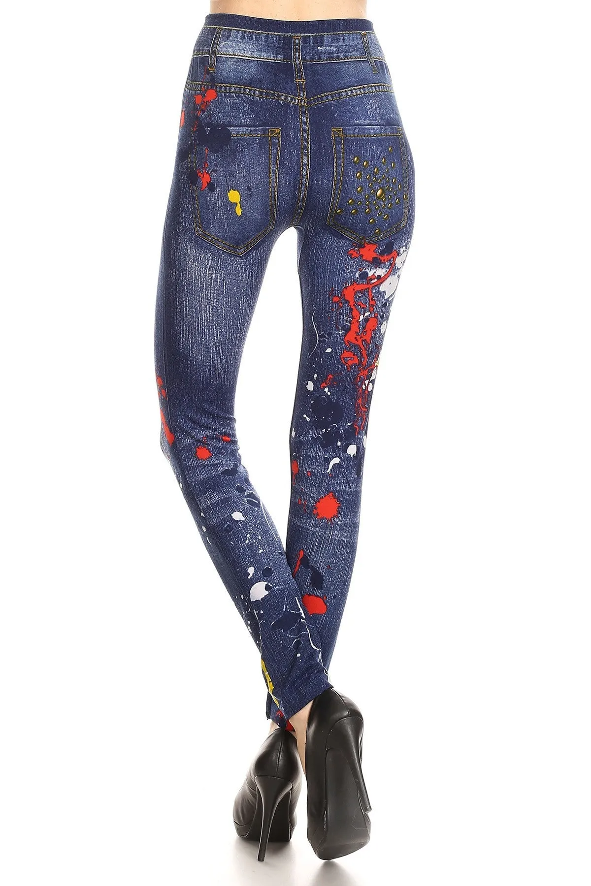 Paint Splash Denim Sublimated Full Leggings