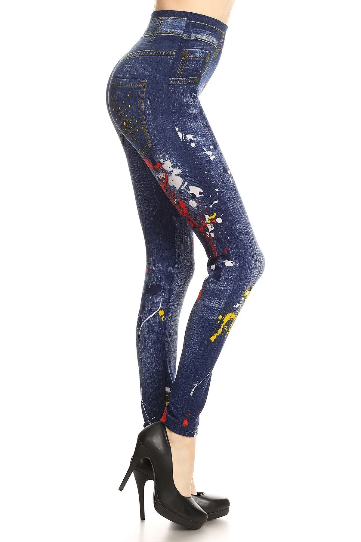 Paint Splash Denim Sublimated Full Leggings