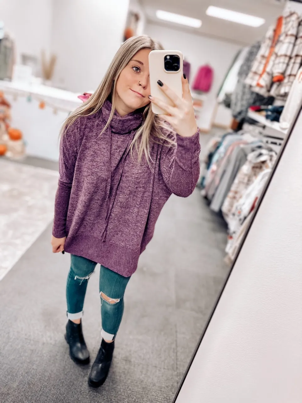 Pam Cowl Neck Sweater | Dark Plum