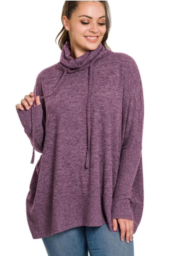 Pam Cowl Neck Sweater | Dark Plum