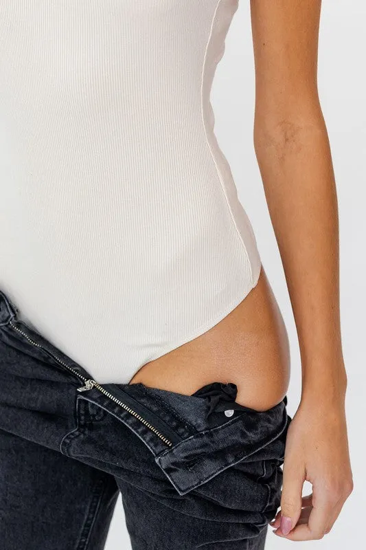 Paris One Shoulder Bodysuit (Tan)