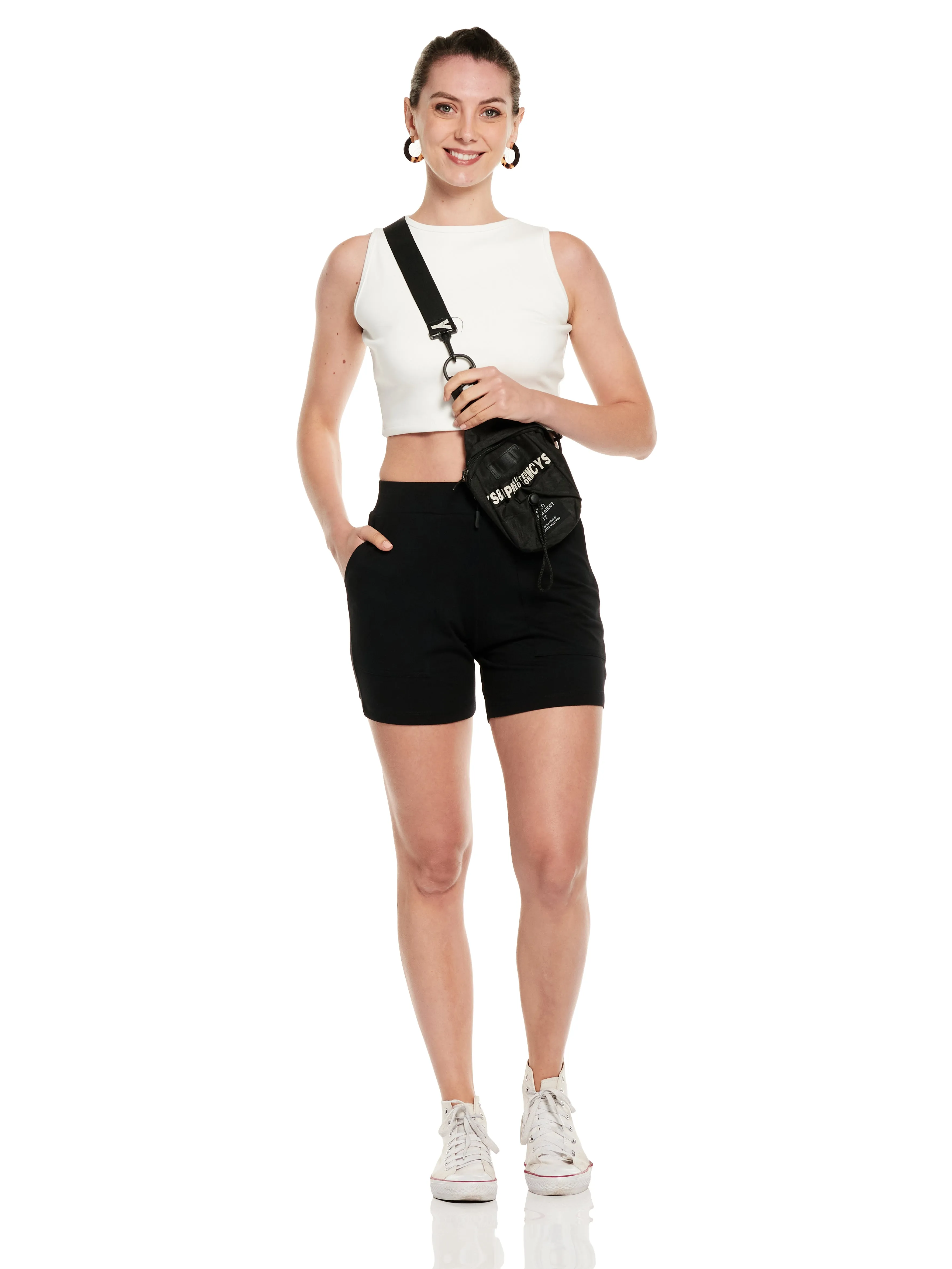 Patched Pocket Cotton Modal Spandex Shorts