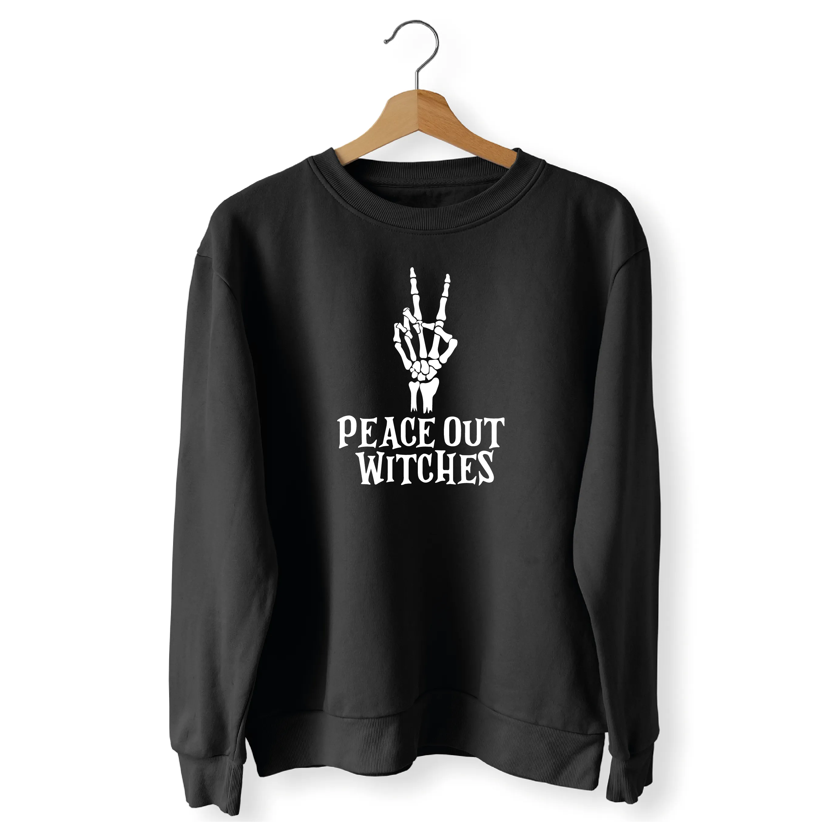 Peace Out Witches Skeleton Hand Adult's Sweatshirt