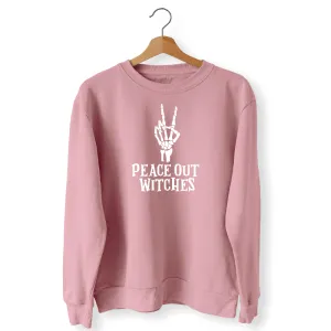 Peace Out Witches Skeleton Hand Adult's Sweatshirt