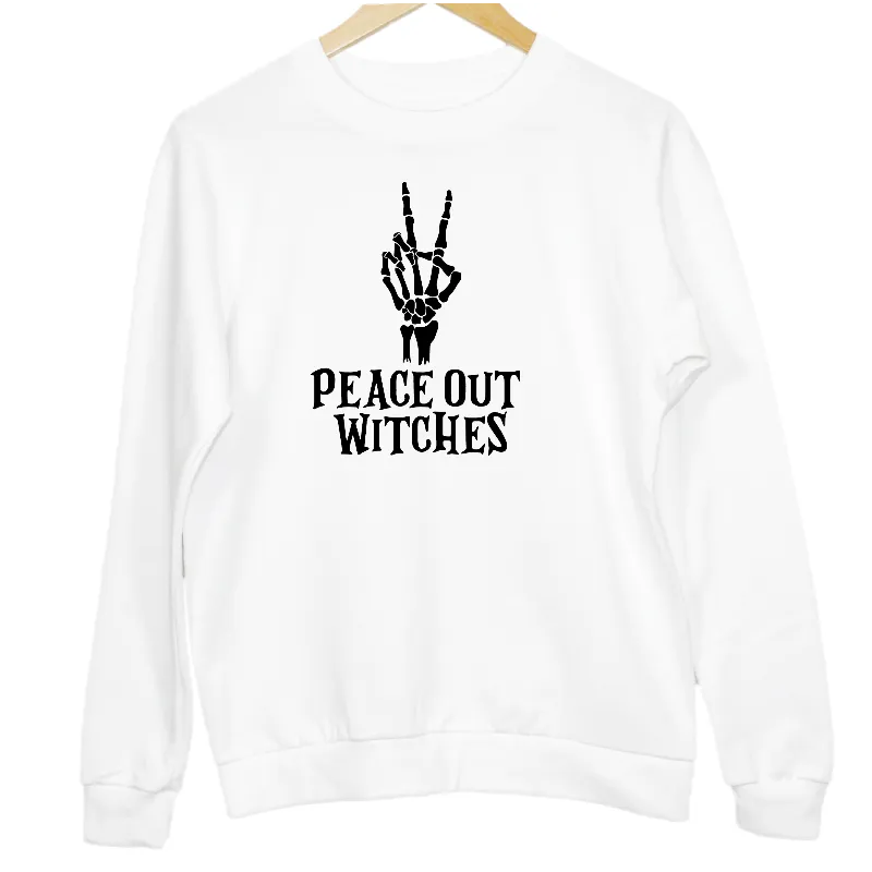 Peace Out Witches Skeleton Hand Adult's Sweatshirt