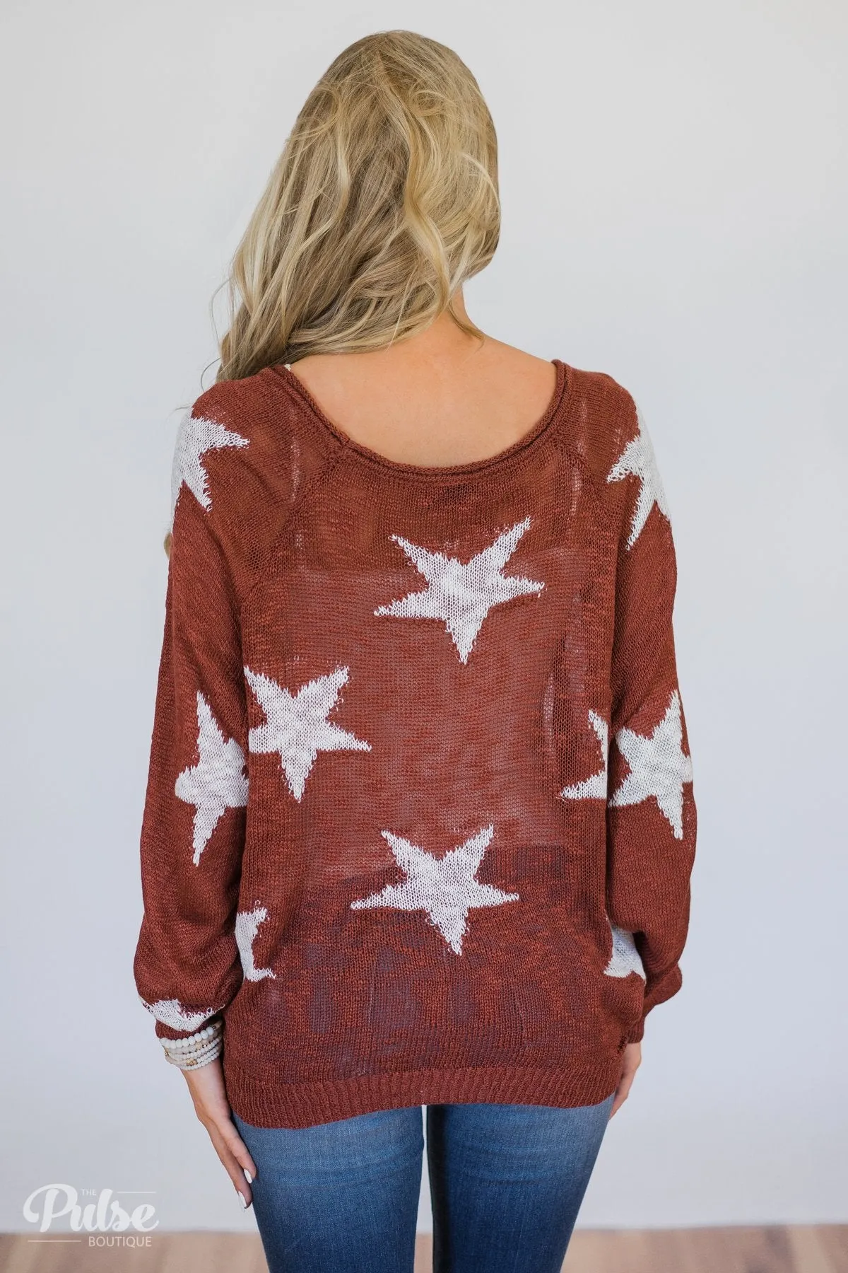 Perfect Timing Knitted Star Top- Burnt Orange