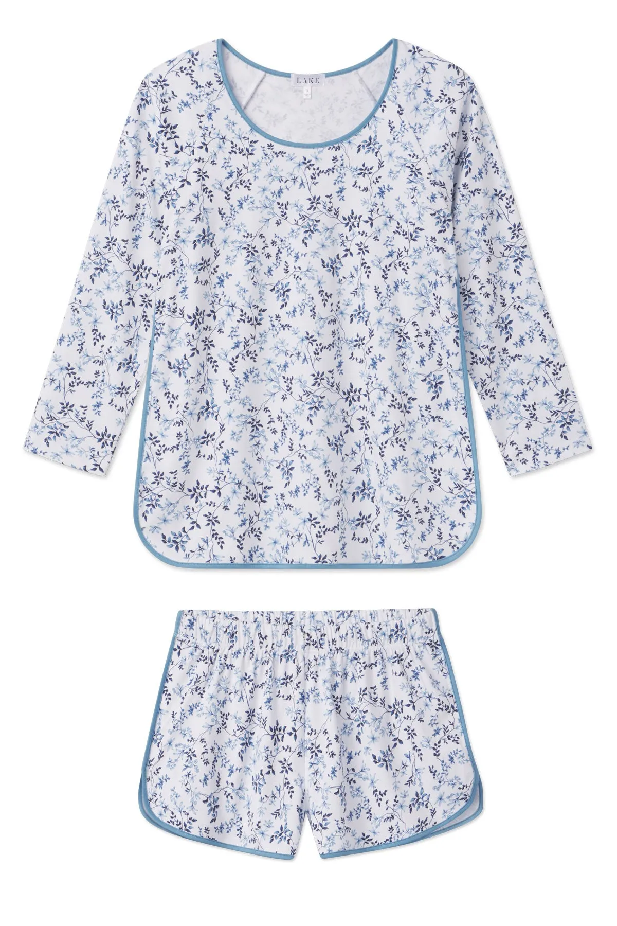Pima Long-Short Set in Serene Blue Botanical Vines