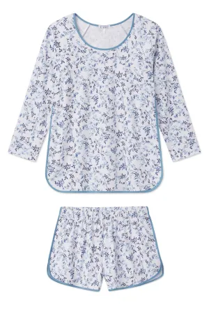 Pima Long-Short Set in Serene Blue Botanical Vines